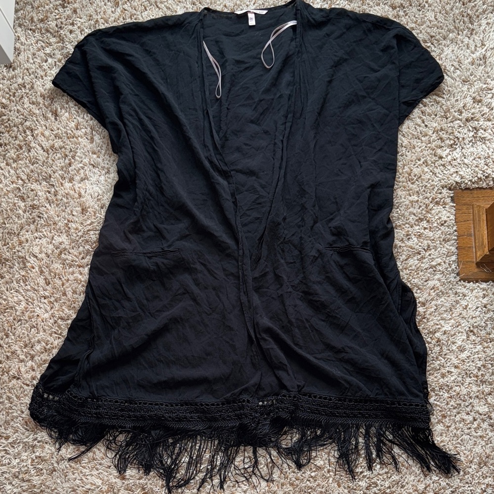 Black Fringe Swim Cover-Up